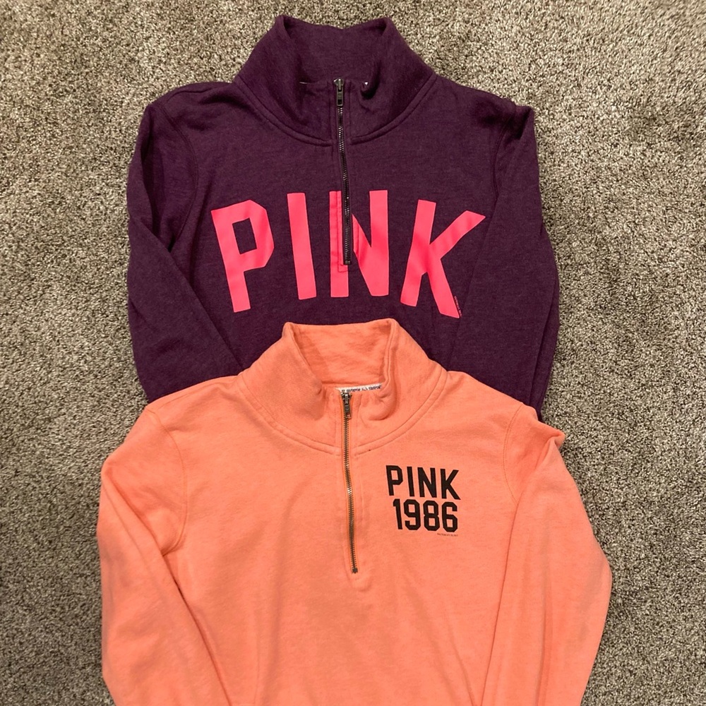 🌺 PINK-VS-Two Half Zip Hoodie Bundle🌺.            💥Deal💥
